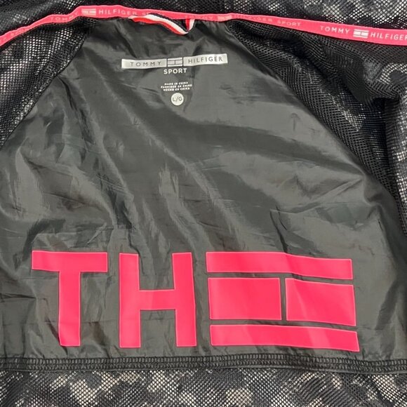 Tommy Hilfiger Sport women's windbreaker Large black /grey digital camo‎ jacket - Picture 9 of 13